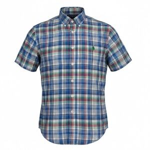 NEW Polo by Ralph Lauren Blue Plaid Button Down Short Sleeve Shirt Size Large